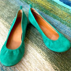 Audrey Brooke teal suede ballet flats size 5